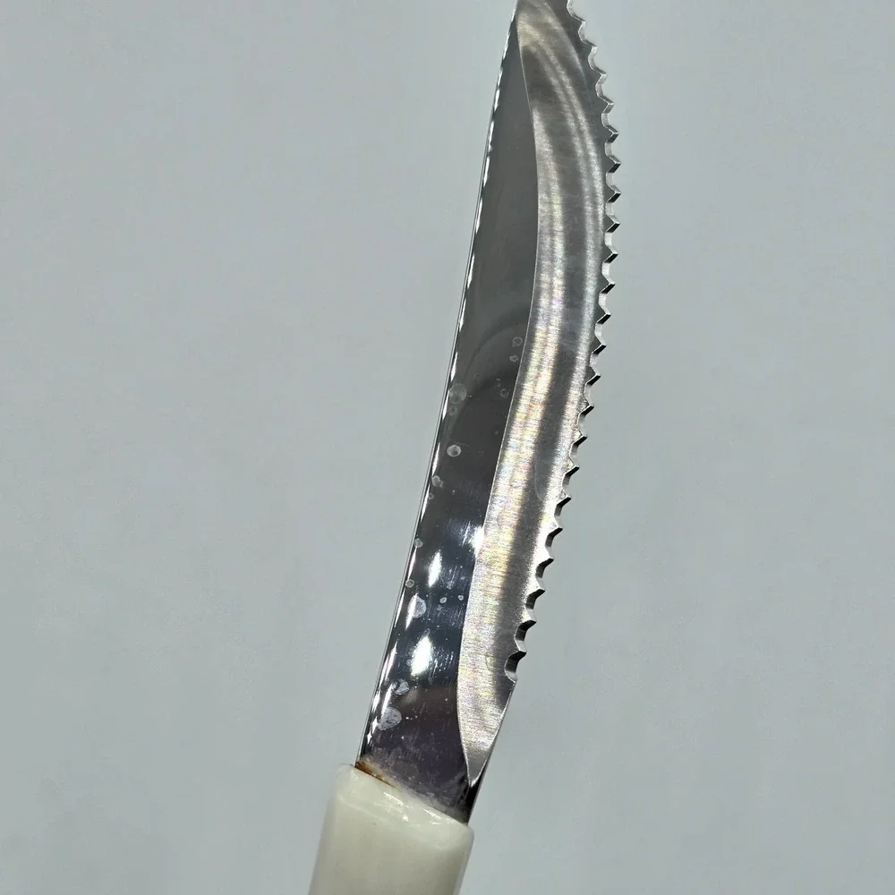 Cutco 1759 JG Table Knife Pearl White Handle Serrated Steak Knife Made In USA